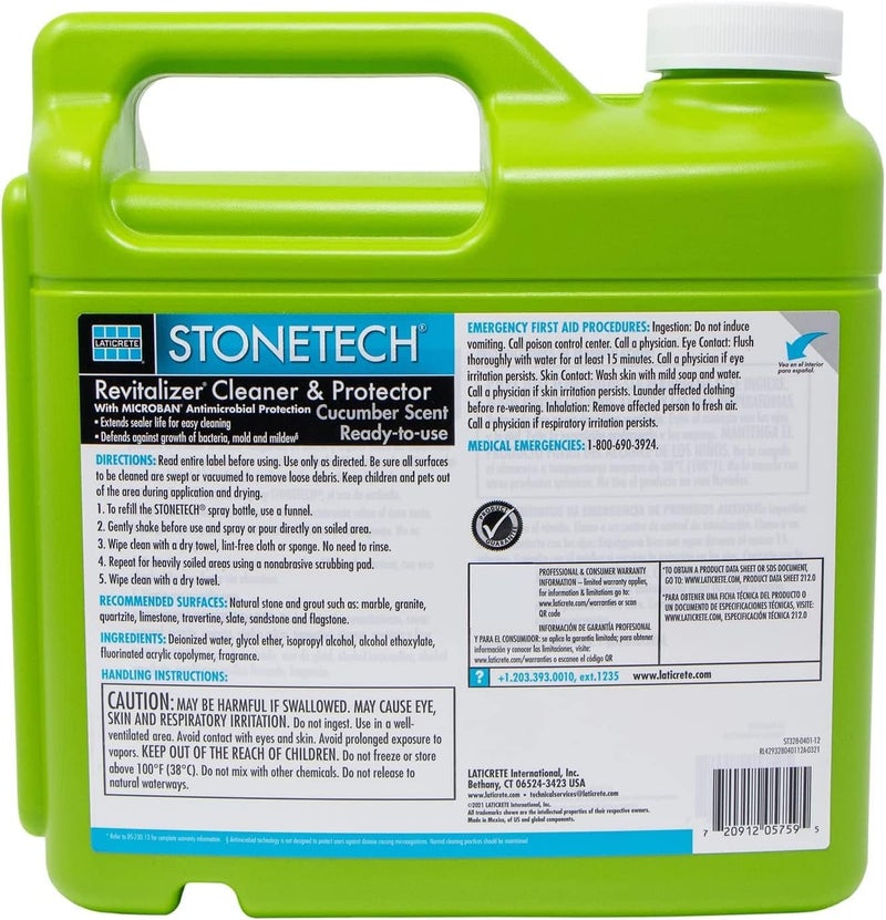 StoneTech RTU Revitalizer, Cleaner & Protector for Tile & Stone, 1-Gallon (3.785L), Cucumber Scent - Image 2
